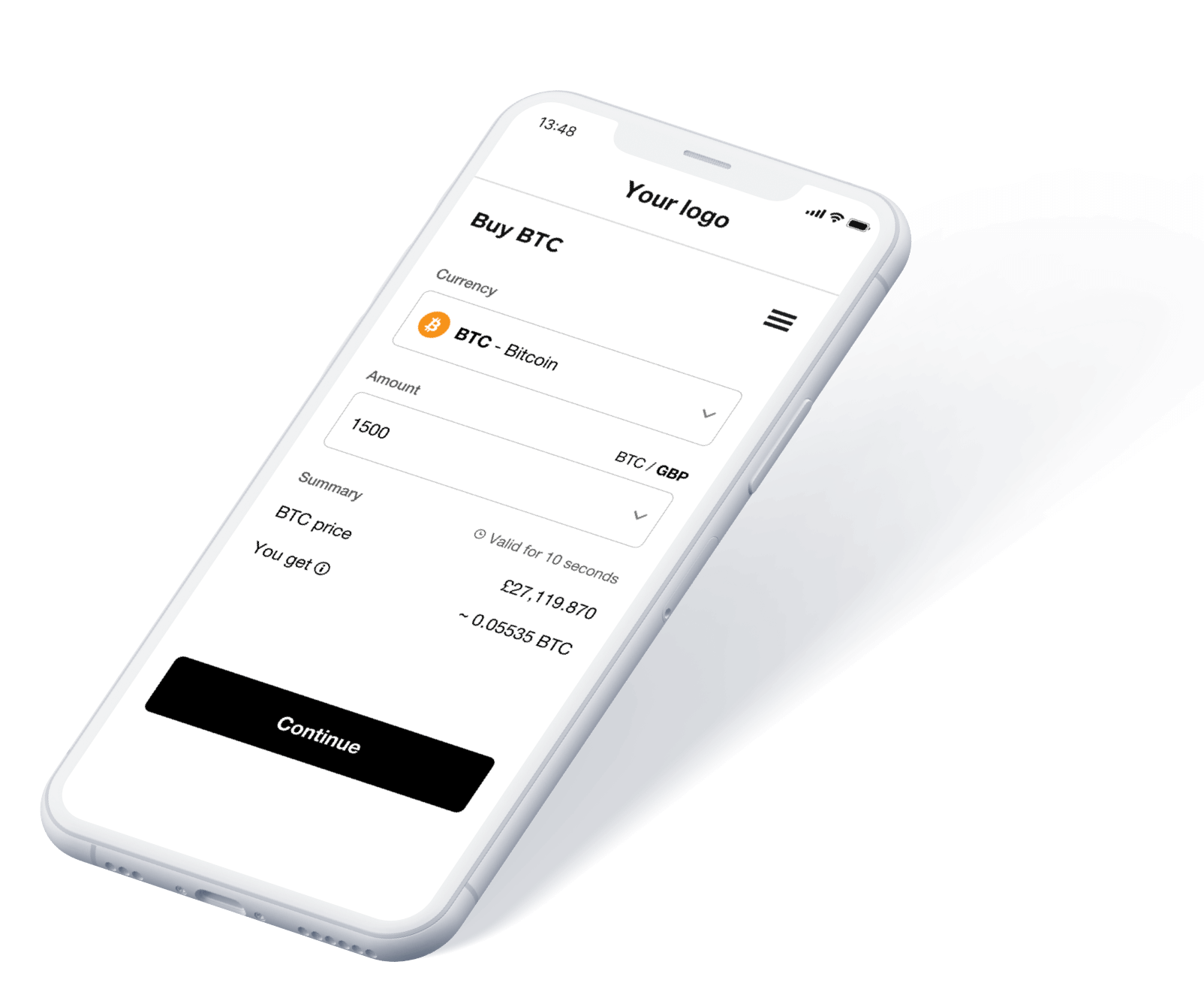 Smartphone showing buying crypto on MoonPay